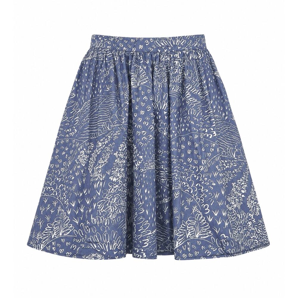 Boden Skirt Size 4R Blue White Floral A-Line Short Lined Pull-On Cotton Casual